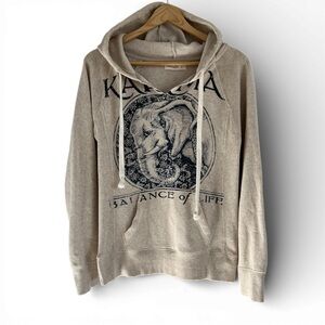 Ocean Drive Burnout KARMA Tan Elephant Graphic Hoodie Small